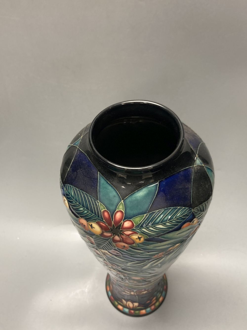 A Moorcroft vase, Serendipity pattern, designed by Nicola Slaney, limited edition number 94 of 300, signed and dated 2000, height 38